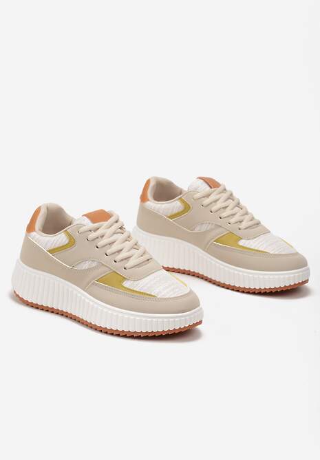 Sneakers bej cu talpă groasă decorativă cu sclipici Gelnia 4