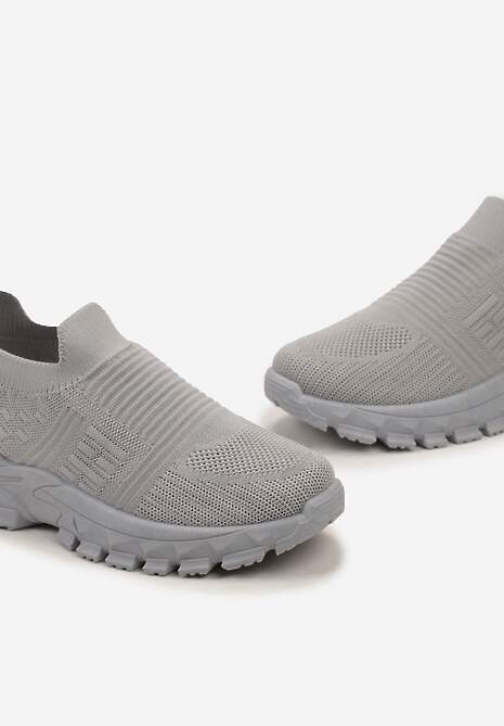 Sneakers Gri cu Partea Superioară Elastică pe Talpă Groasă Alamissa 5