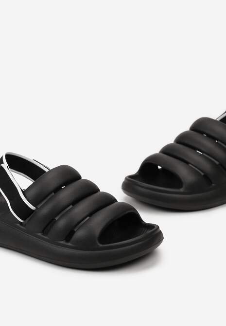 Sandale Negre din Spumă cu Închidere cu Arici pe Talpă Groasă Arelis 5