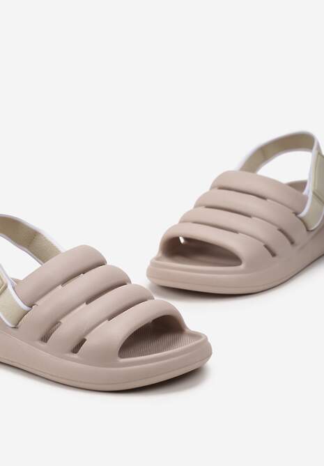 Sandale bej închis spumă cu velcro pe talpă groasă Arelis 5