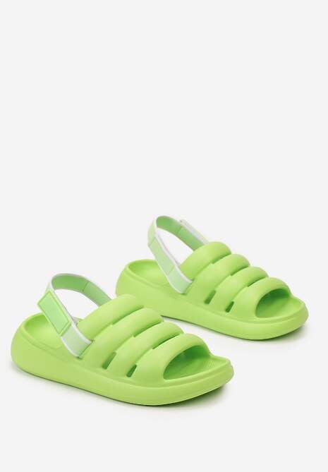 Zielone Piankowe Sandały z Zapięciem na Rzep na Grubej Podeszwie Arelis 4