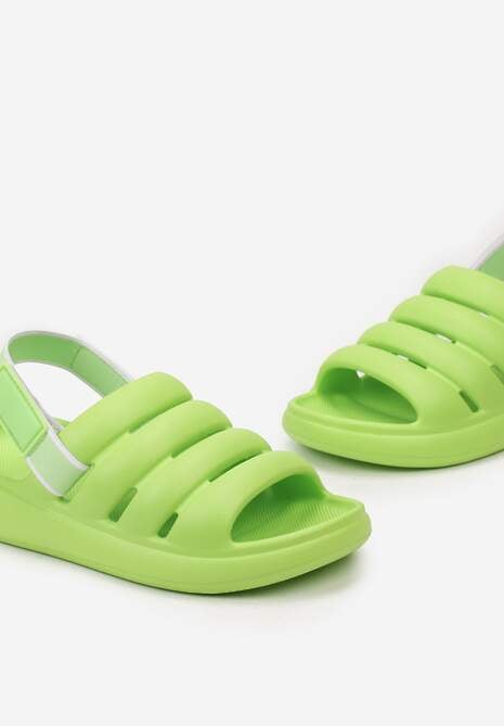 Zielone Piankowe Sandały z Zapięciem na Rzep na Grubej Podeszwie Arelis 5