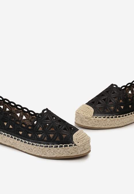 Espadrile Negre cu Finisaj Ajurat pe Talpă Împletită Andrilthe 5