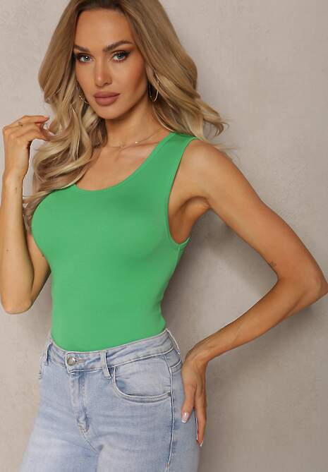 Top Verde Fără Mâneci din Bumbac Elastic Lauranna 4