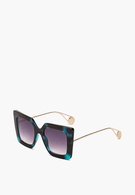 Niebiesko-Beżowe Duże Kwadratowe Okulary Przeciwsłoneczne Crulla
