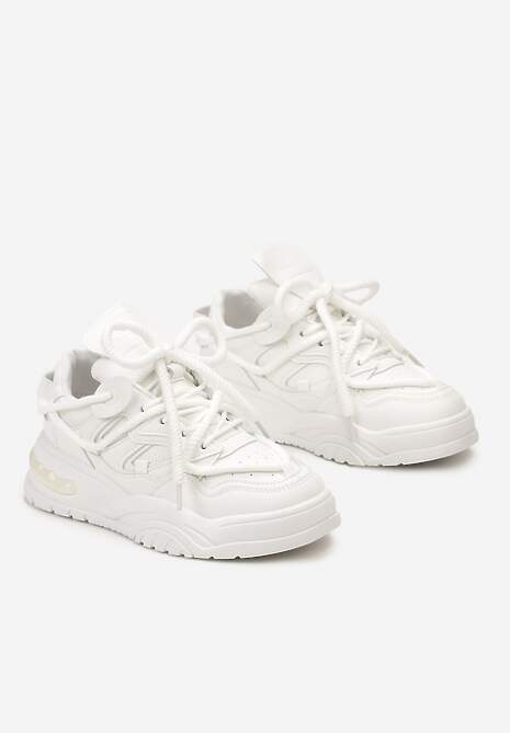 Sneakerși Albi Decorați cu Inserții Colorate și Metalice pe Talpă Groasă Oplevia 4