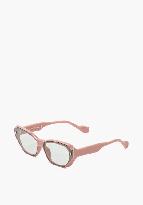 Różowe Przeciwsłoneczne Okulary w Prostokątnych Oprawkach Opinola