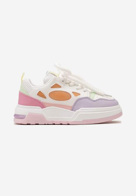 Sneakers Albi-Violet pe Platformă Joasă cu Șireturi Groase Vansyla 4