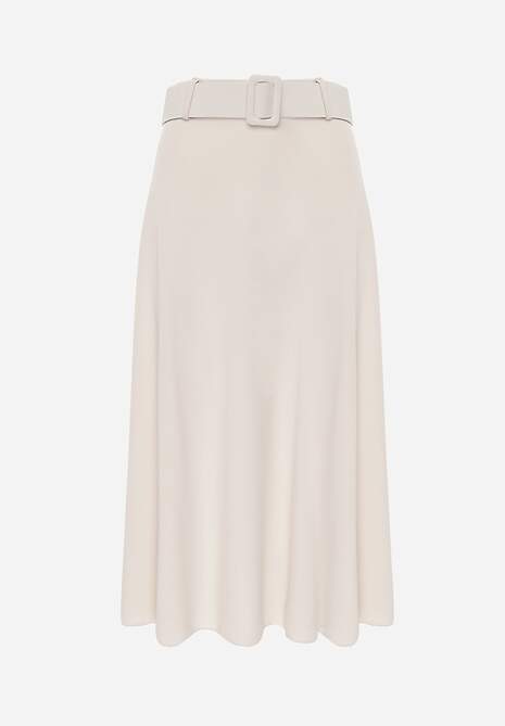 Fusta maxi cloș bej deschis cu curea și cataramă Adlirca 6