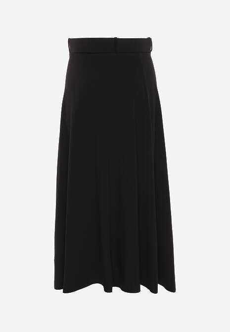 Czarna Rozkloszowana Spódnica Maxi z Paskiem i Klamrą Adlirca 7