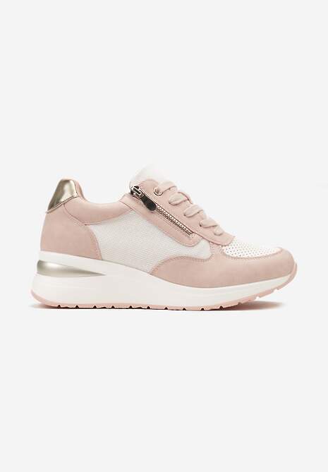 Różowe Sneakersy na Koturnie Ozdobione Krótkim Suwakiem Yurgia 4