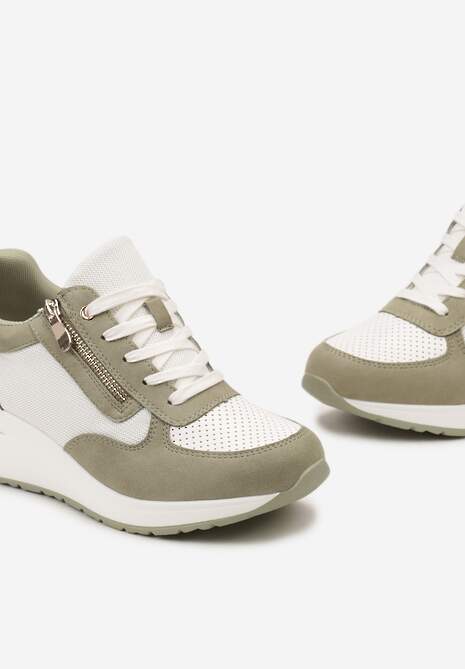 Zielone Sneakersy na Koturnie Ozdobione Krótkim Suwakiem Yurgia 6