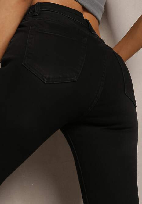 Blugi Skinny Negri High Waist cu Buzunare și Fermoar Emettiara 5