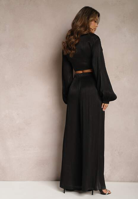 Camasa Neagra cu Maneca Larga si Pantaloni Largi Aphina 5