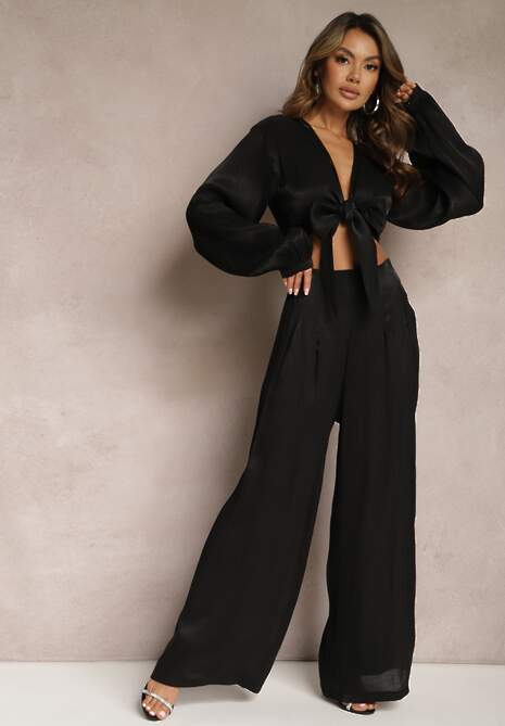 Camasa Neagra cu Maneca Larga si Pantaloni Largi Aphina 4