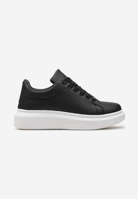 Czarne Sznurowane Sneakersy na Grubej Podeszwie Wicky 4