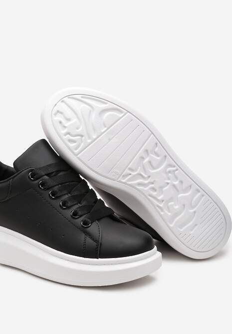 Czarne Sznurowane Sneakersy na Grubej Podeszwie Wicky 6