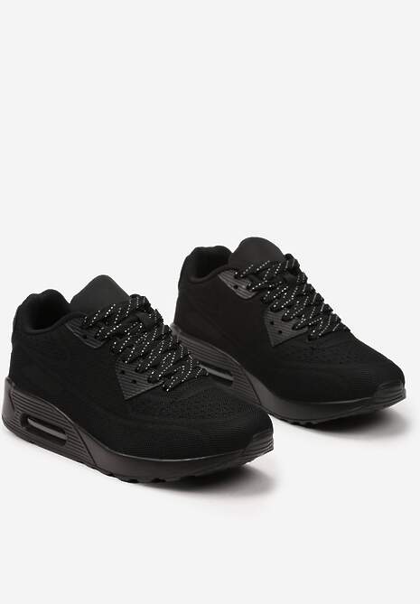 Czarne Sznurowane Sneakersy na Air Podeszwie Azorilda 5