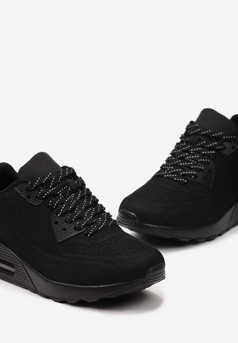 Czarne Sznurowane Sneakersy na Air Podeszwie Azorilda 6