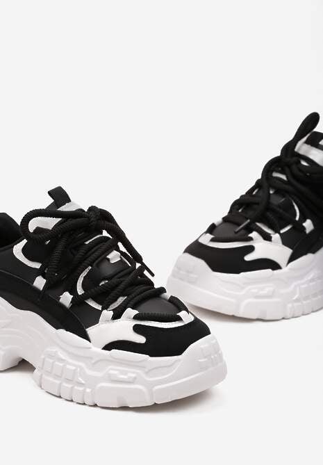 Czarne Sneakersy z Podwójnymi Sznurówkami i Tłoczoną Platformą Luppoa 6