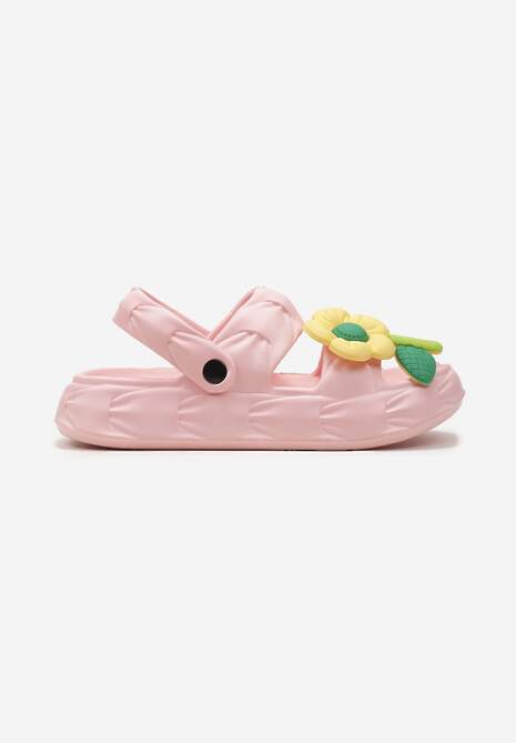 Sandale Roz cu Bareta pe Călcâi și Floare Ornamentală Qiara 4