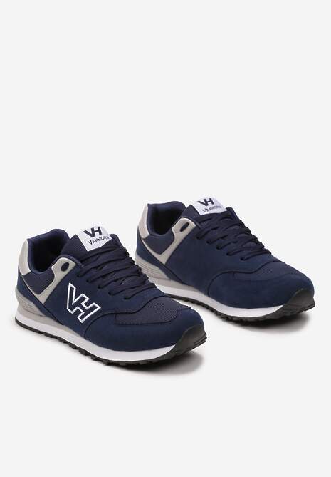 Granatowe Buty Sportowe z Imitacji Zamszu z Naszywką Lysadna 5