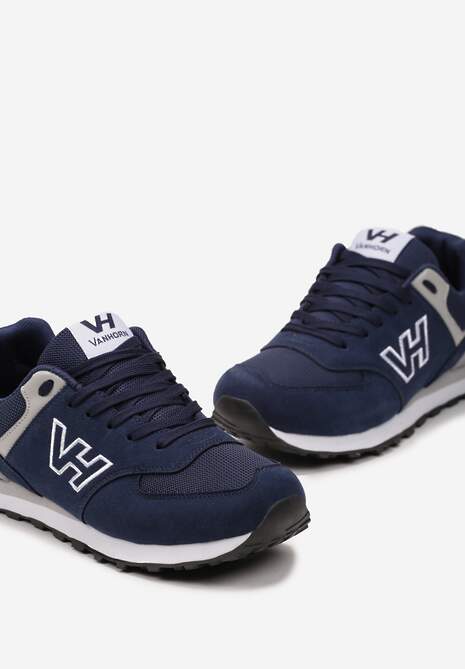 Granatowe Buty Sportowe z Imitacji Zamszu z Naszywką Lysadna 6