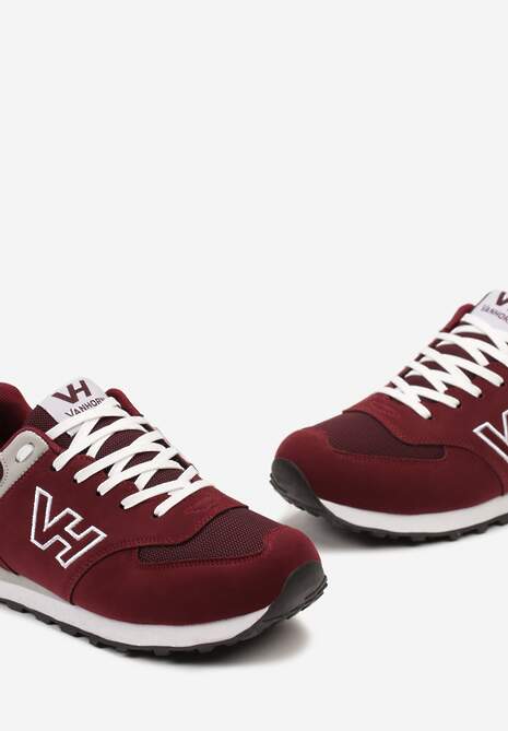 Bordowe Buty Sportowe z Imitacji Zamszu z Naszywką Lysadna 6
