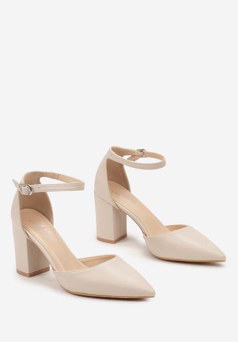 Pantofi bej cu toc stiletto cu vârf ascuțit Ardora 5