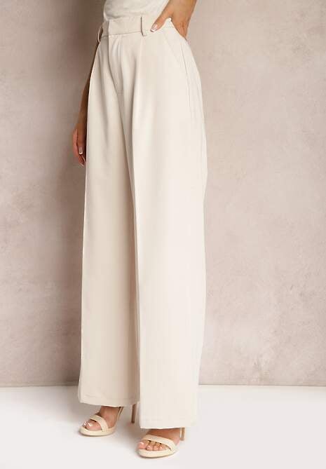 Bej deschis Pantaloni largi High Waist Seraphella 4