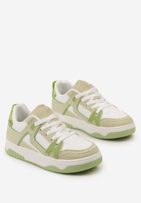 Sneakers Verde-Albastru cu Petice din Denim Cliome 5