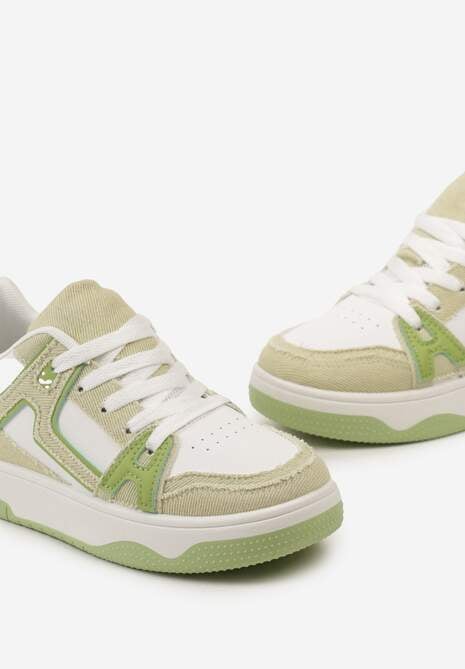 Sneakers Verde-Albastru cu Petice din Denim Cliome 6