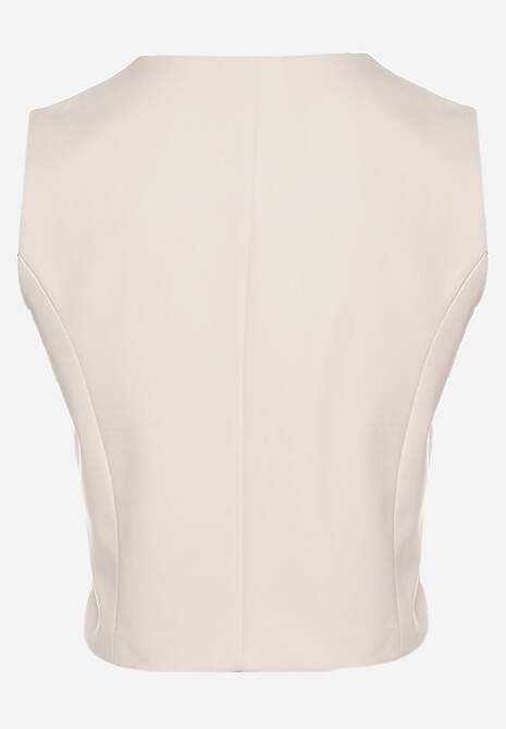 Beżowa Kamizelka w Stylu Garniturowym z Imitacją Kieszonek Odinen 7