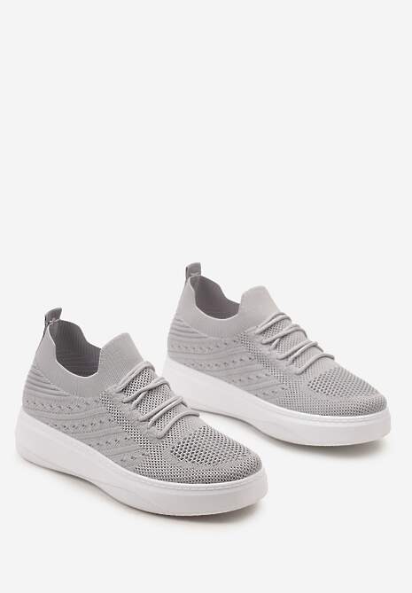Szare Buty Sportowe z Cholewką w Skarpetkowym Stylu Timotta 5