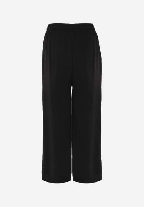 Czarne Spodnie High Waist ze Sznurkiem w Talii i Prostą Nogawką Raveann 7