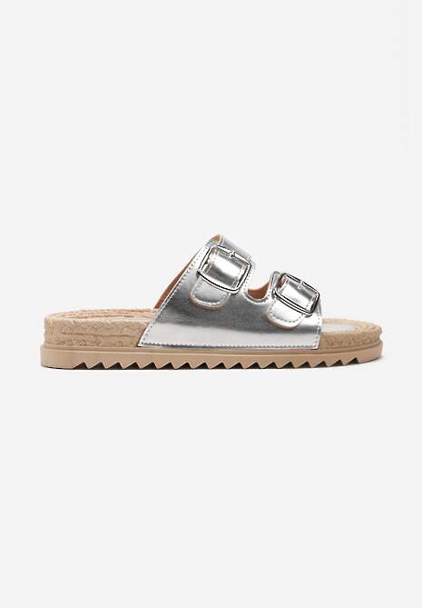 Argintii Papuci Slip-On cu Catarame Decorative pe Barete Iabeaus 4