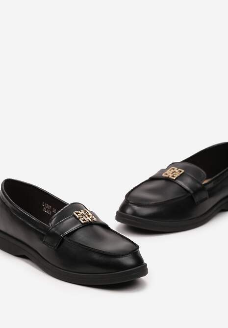 Czarne Mokasyny Loafersy z Minimalistyczną Klamrą Nanahla 6