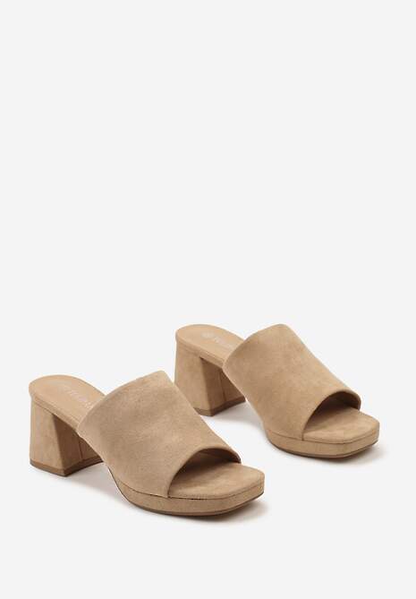 Bej închis Slip-on Toc trapez Piele întoarsă ecologică Cearra 5