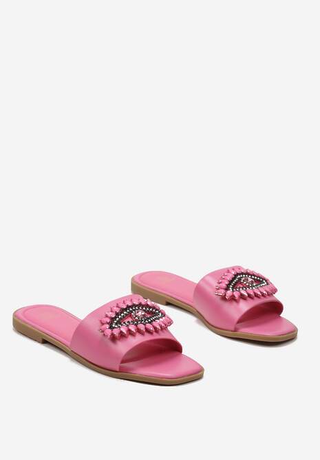 Papuci fucsia cu bareta decorată cu zirconiu Aisline 5