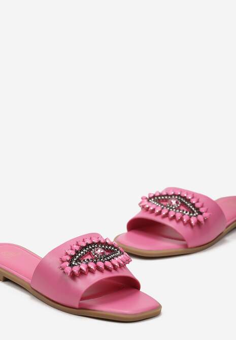 Papuci fucsia cu bareta decorată cu zirconiu Aisline 6