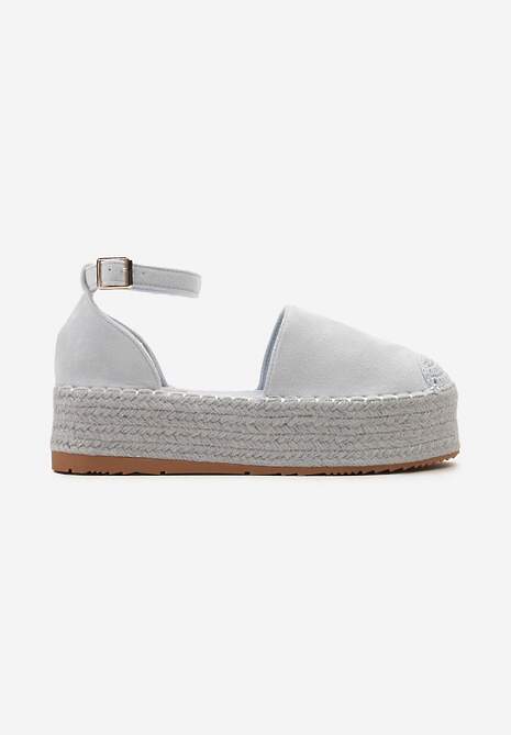 Jasnoniebieskie Espadryle z Ekozamszu na Platformie z Jutowej Plecionki Omizza 4