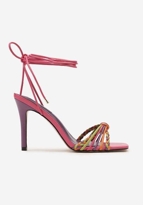 Sandale Fucsia cu Toc Cui și Baretă Decorativă la Glezna Jocelinna 4