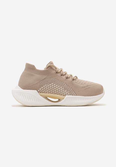 Bej Închis Pantofi Sport Slip-On cu Partea Superioară Elastică și Talpă Decorativă Instonia 4