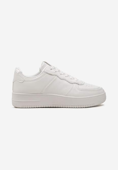 Sneakerși Albi Înnălțați cu Talpă Groasă și Perforată Loeda 4