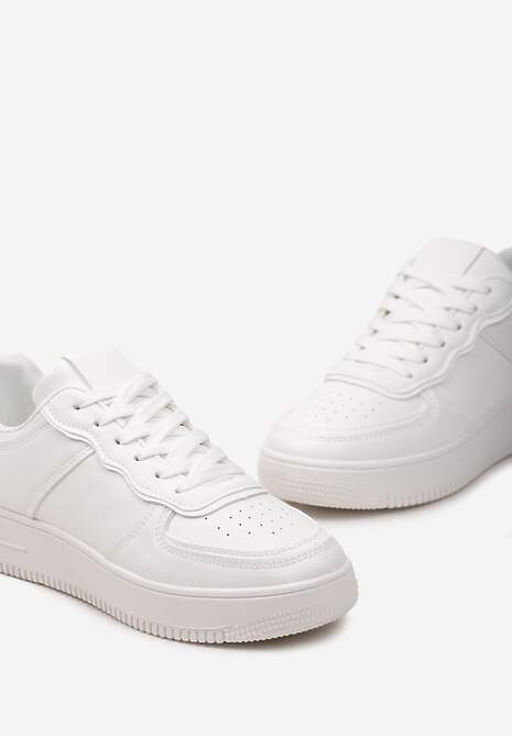 Sneakerși Albi Înnălțați cu Talpă Groasă și Perforată Loeda 6