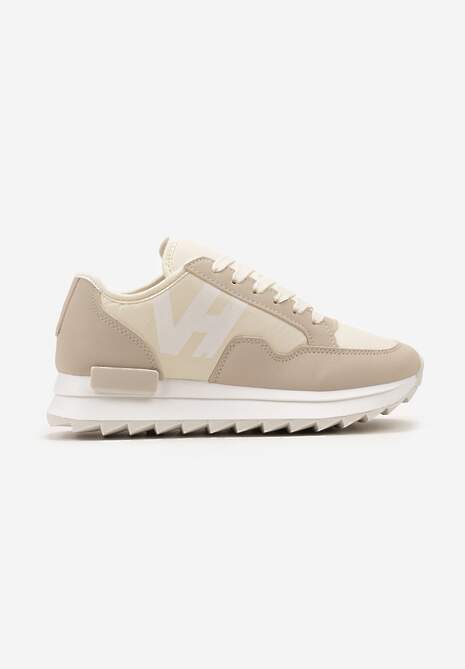 Sneakerși bej cu Protector decorativ pe talpă și Inserție metalică Melisina 4