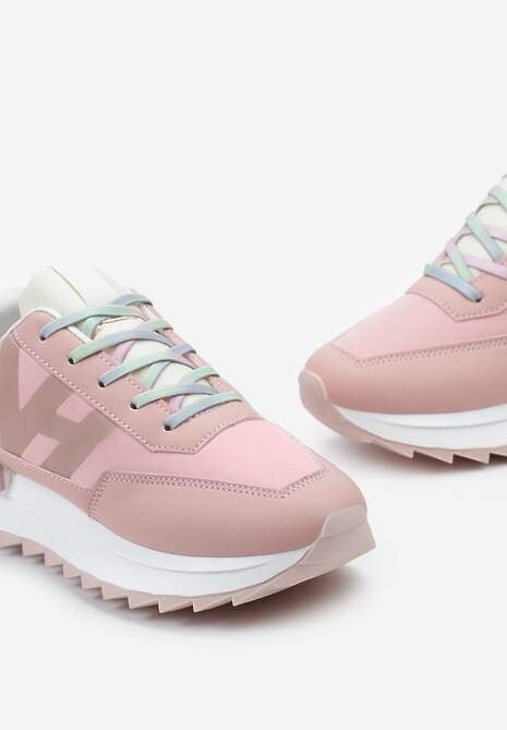 Sneakerși Roz Melisina cu Protector Ornamental pe Talpă și Inserție Metalică 6