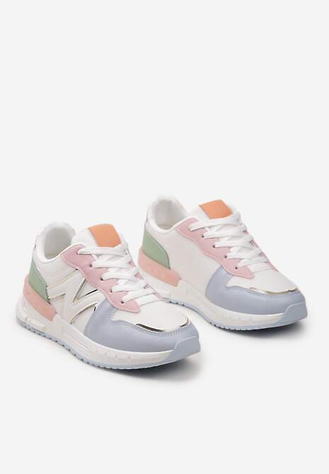 Sneakers Alb-Bleumarin cu Șiret Clasic și Inserții Plasă Veloraa 5