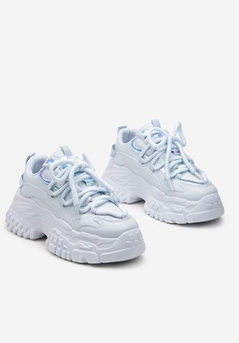 Sneakers Albaștri cu șireturi groase pe platformă joasă Lasandre 5