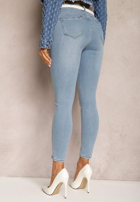 Blugi Albastru Deschis Skinny Cu Stresări Arlogia 4